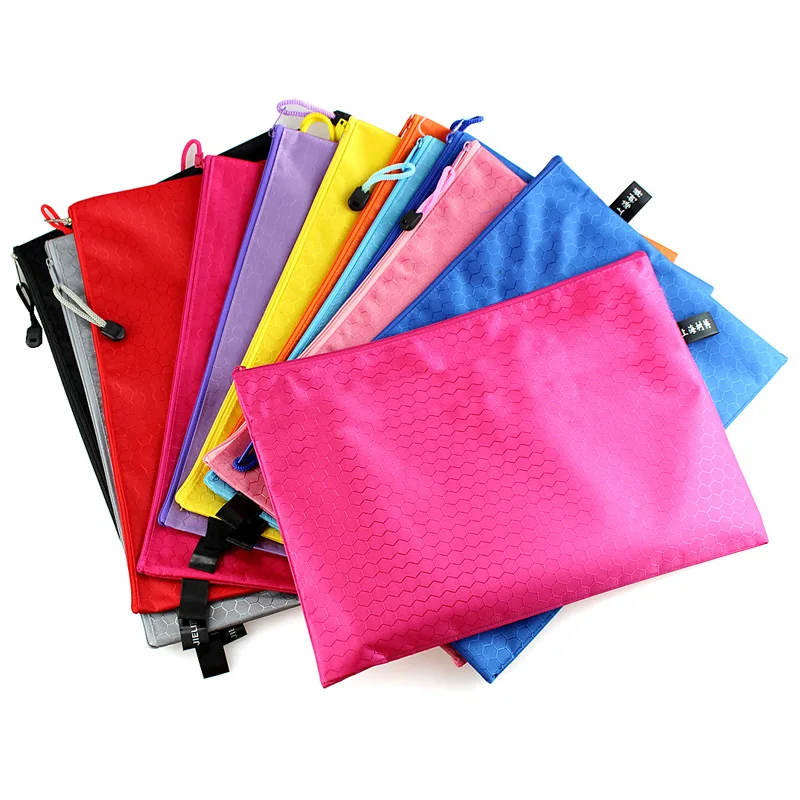 A4 B4 B5 A5 custom zipper file bags/ polyester waterproof Oxford document bag/hexagon football polyester zipper storage pouch