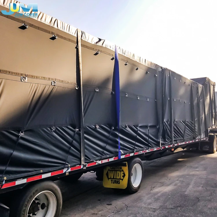 Customized Black PVC Tarps Lumber tarp For flatbed trucking Loading