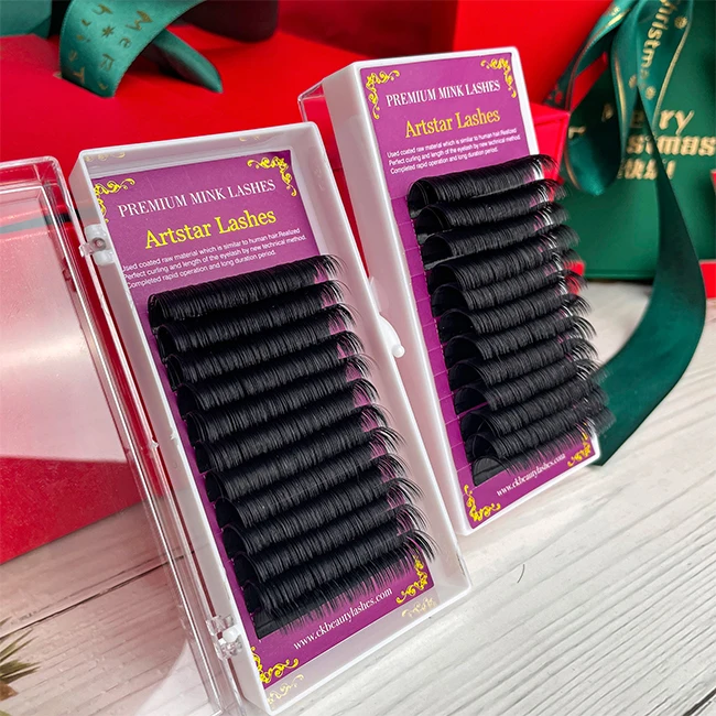 Mega Volume Fan Eyelash Extension Tray Vendor Matte PBT Fiber 5-25mm Silk Mink Cashmere Lash Extensions