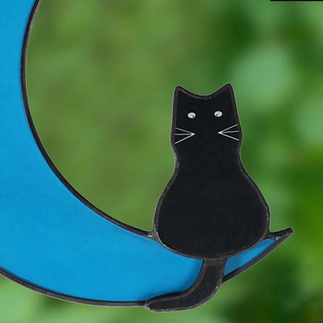 Custom Moon black and white Cat pendant Creative stained glass sun Catcher pendant inlaid commemorative gift suncatcher