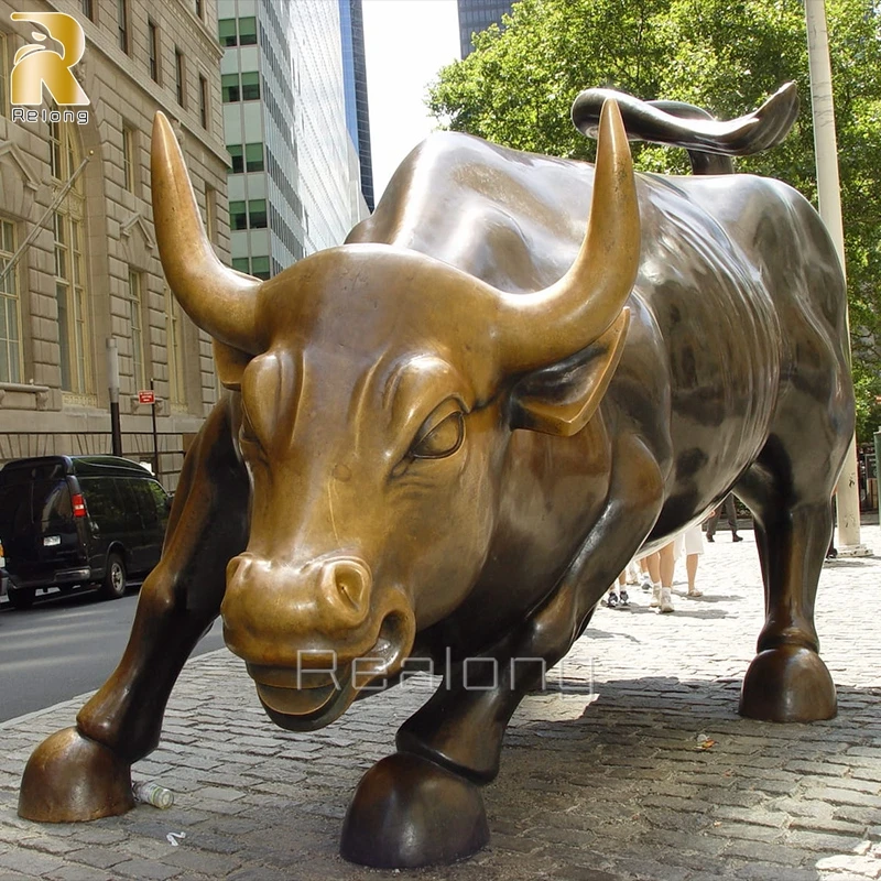 Famous High Quality Life Size Wall Street Bronze Bull Statue Sculpture
