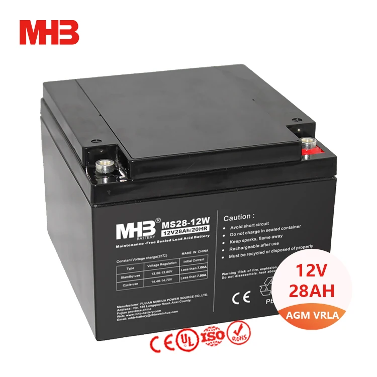 Mhb MS28-12W Cheap 12 Volt 20hr Dry Cell Vrla Maintenance Free Seal Lead Acid Solar Battery 12v 28ah Price