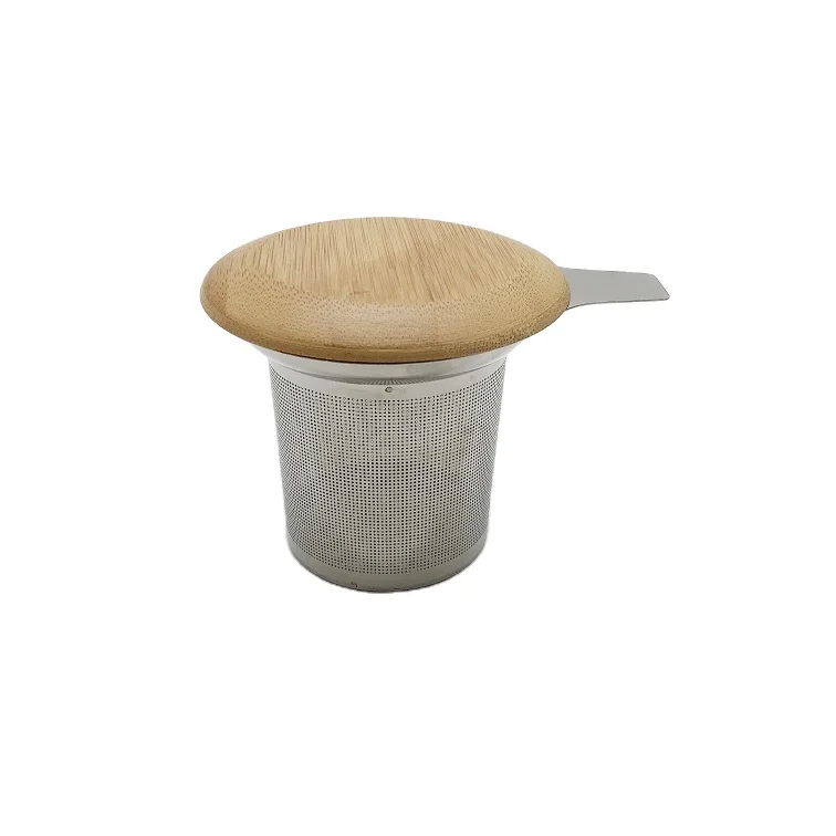 Stainless Steel 304 18/8 Loose Leaf Tea Bamboo Lid Infuser Wholesale Stainless Steel Tea Infuser