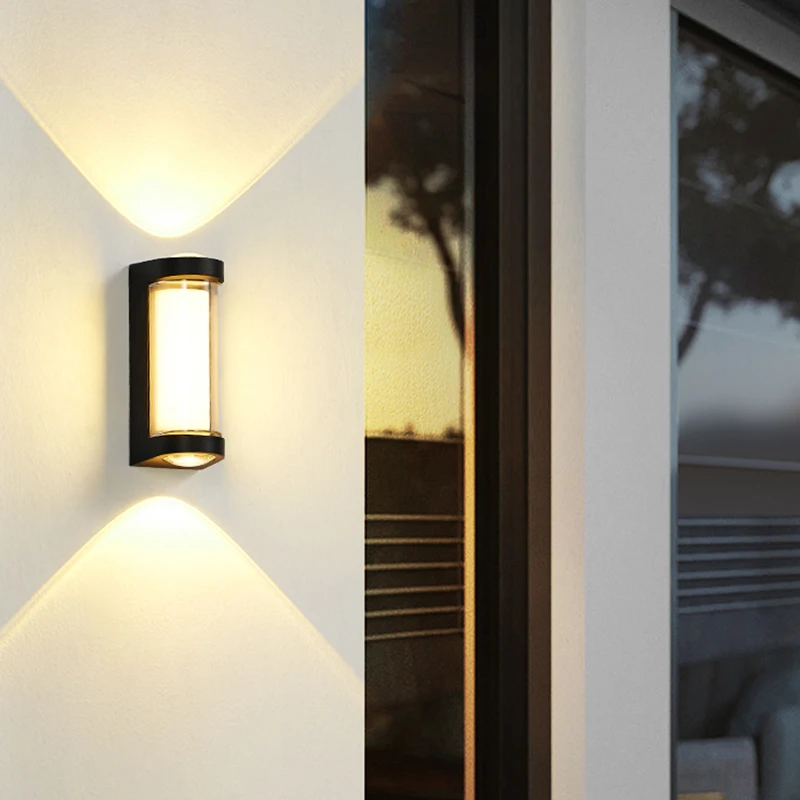 Modern LED Outdoor Wall Lamp with IP65 Rating Aluminum Upper and Lower Decorative Lighting for Porch Wall Lamp
