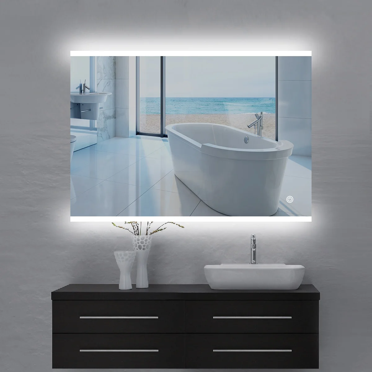 
factory IP44 adjustable flexible touch screen bathroom mirror 