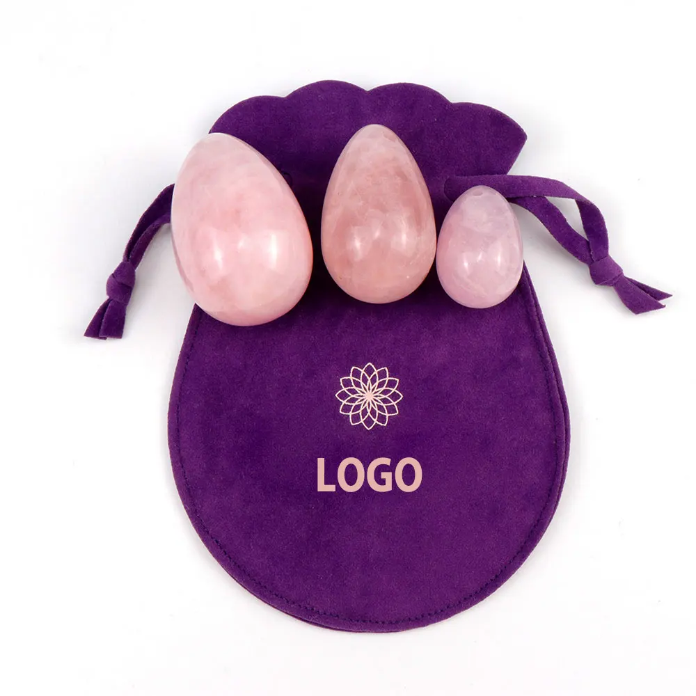 Оптовая продажа; Женские тазовых мышц Training натуральный розовый кварц с украшением в виде кристаллов вагинальный Yoni яйцо для 3 размеров подарок комплект