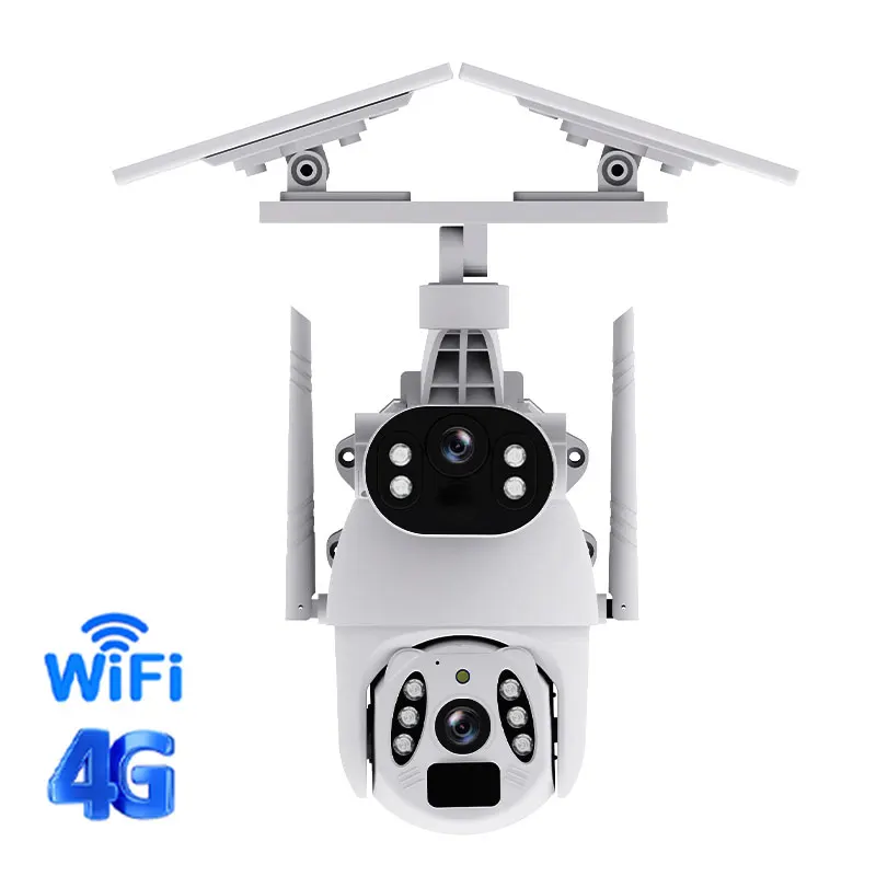 4G WiFi Dual 3MP Lens PIR Motion Detection Security PTZ Camera