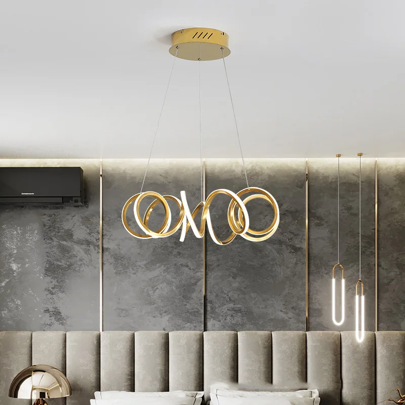 Spring style led chandelier modern creative dining chandelier simple 360 degree led pendant light