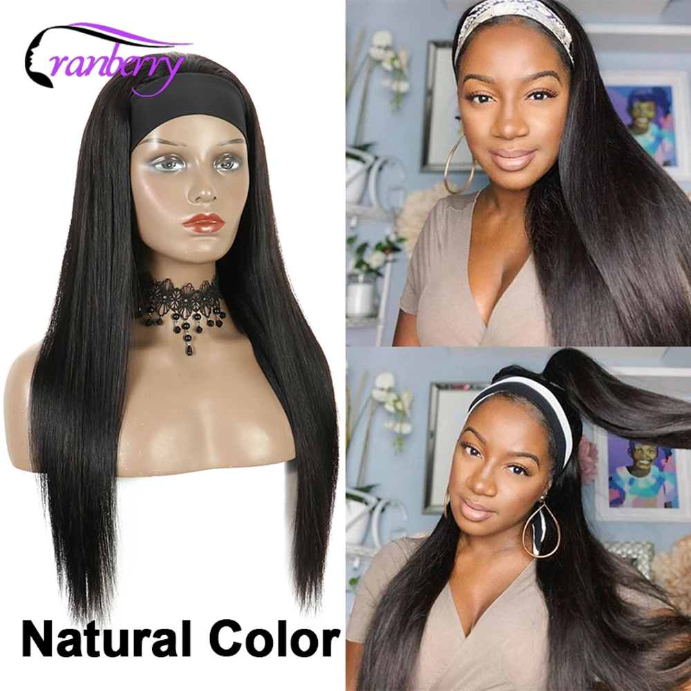 Wholesale Price Ready to Ship 100% Raw Indian Real Human Virgin Hair Natural Straight Headband Wigs for Black Women