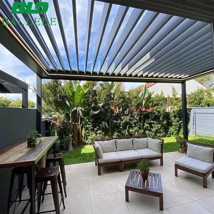 Motorized Freestanding Modular Pergola Bioclimatic Gazebo for Home Party Entertainment