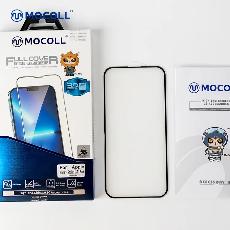 MOCOLL Top Quality Factory  KYANITE Series Japan Asahi  3D Curved Edge HD Clear Tempered Glass Protector for iPhone 14