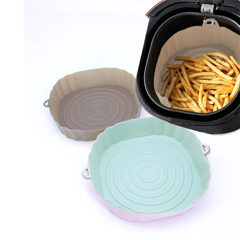 Non Stick Air Fryer Accessories Thin Type Air Fryer Basket Silicone Air Fryer Pan Liner Pot For Promotion Gifts