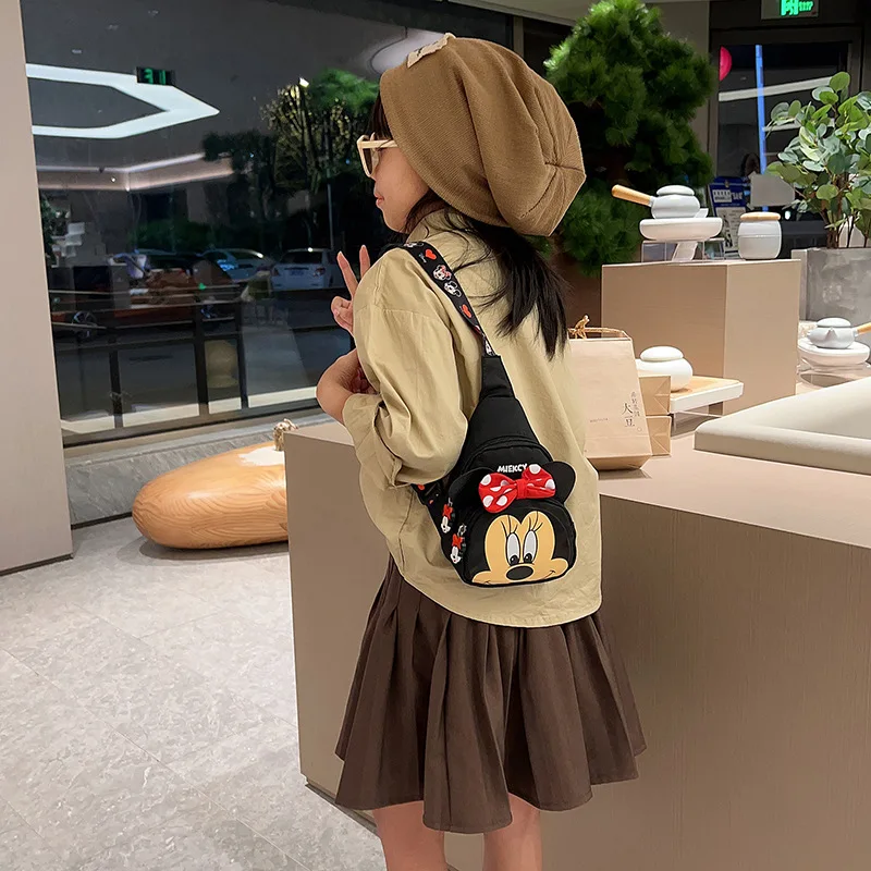 Custom Fashion Hot Cartoon Cute Mickey Minnie Crossbody Bag Canvas Travel Shopping Bag Chest Pack Promotional Gift For Boy Girls