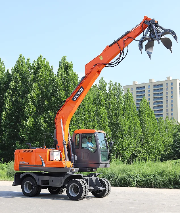 Колесный экскаватор 2*4 твердые шины 0 7 CBM ковш Cummins двигатель Kawasaki гидравлический зажим для утюга сливы 15 тонн