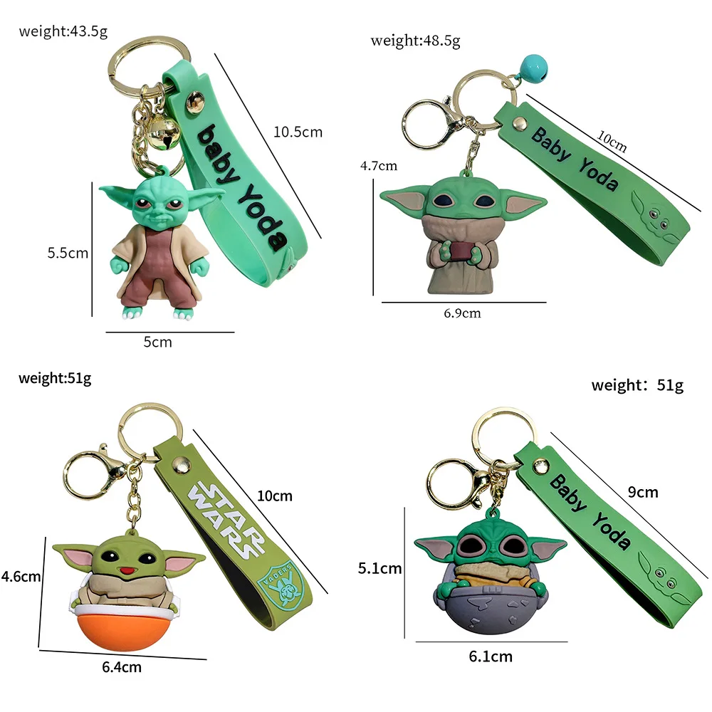 8 designs hot selling decoration gifts Anime figure souvenir 3d baby yoda Character pvc Animation star yoda key chain