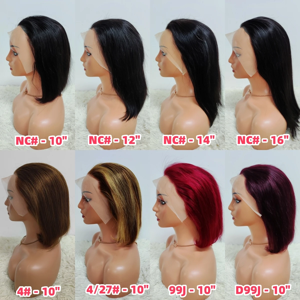 Promotion Straight Bob Lace Wigs 13x4 Ear to Ear Lace Frontal 99J Cheap Short Cut 4# Virgin Human 12 14 16 inch Wigs Wholesale