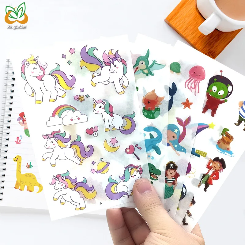 Kids Toy Unicorn Cartoon Animal Scratch Sticker Transfer  Educational Toy Transfer Stickers Custom Logo  3d Sticker