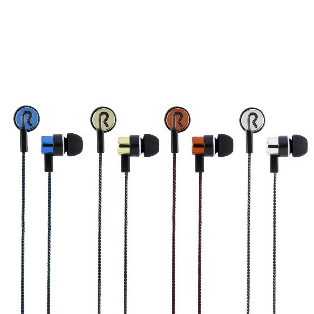 OEM MP3/mp4 Roping Stereo 3.5mm headphone with mic In-Ear Wired protable earphone Earbud Woven Fiber Cloth Line Headset