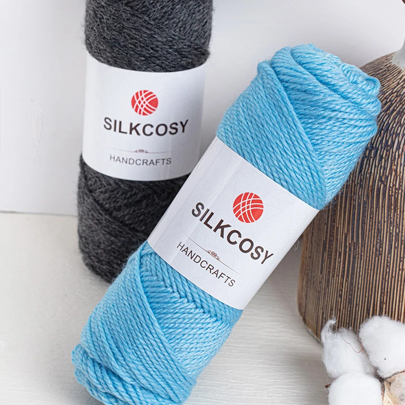 Оптовая продажа, 3 слоя, 100 г/рулон, мериносовая шерсть, акриловая трикотажная пряжа, крашеная цветная вязаная крючком необычная пряжа