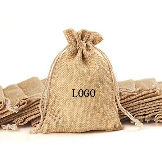 Wholesale portable reusable eco friendly small hemp jute drawstring bag