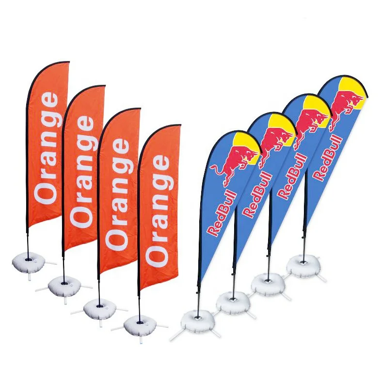 Free Samples Custom Print Soccer Roadside Outdoor Promotional Solid Orange Advertising Flying Banners Feather Flag