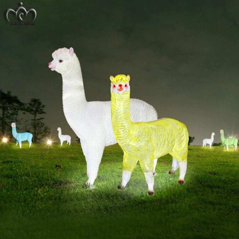 2020 new year theme park decorations led lighted fiberglass animals giraffe elephant deer statue for sale