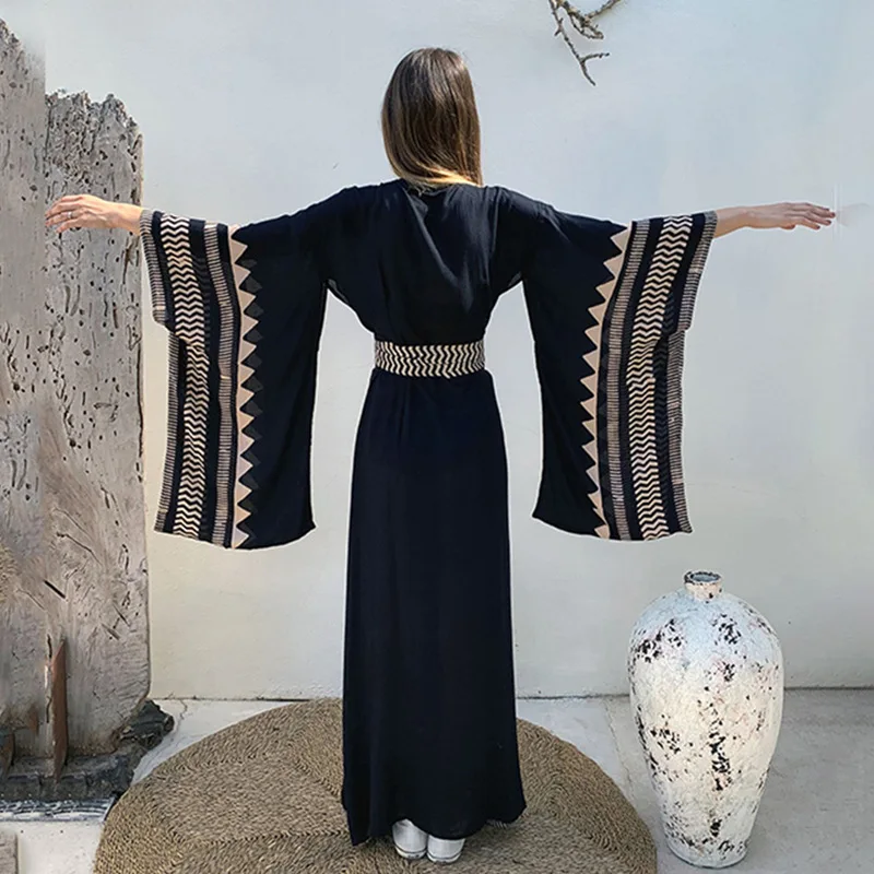 Factory Direct 2022 Fashion Summer Women Long Dress Kaftan Sunscreen Swimsuit Beach Wear Cover Up Dresses