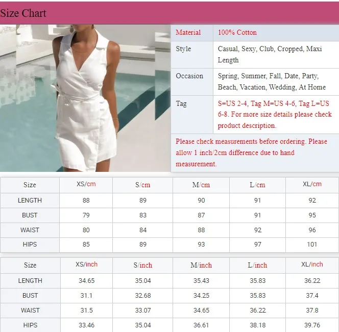 OOTN 2022 Fit Flare Mini Dress Ladies 100% Cotton V-Neck Wrap Lace Up Elegant Sleeveless Office Dress Women White Summer Dress