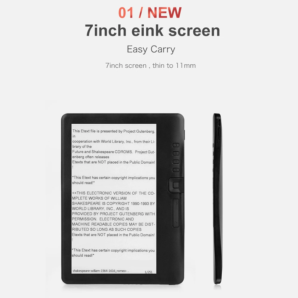 7 Inch Color Screen E-Book Reader Video MP3 Music Player