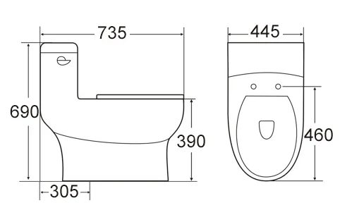 Chinese Toilet Wasdown Ceramic WC Toilet Modern Design One Piece Sanitary Ware Toilet