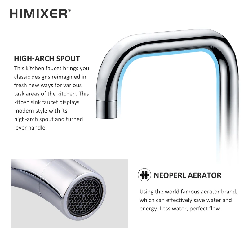 HIMIXER in stock small MOQ sink tap grifo de cocina single hole handle kitchen mixer tap copper chrome kitchen sink faucet