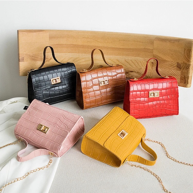 Маленькая квадратная сумка через плечо, крокодиловый узор, кошельки с замком, Сумки для дам