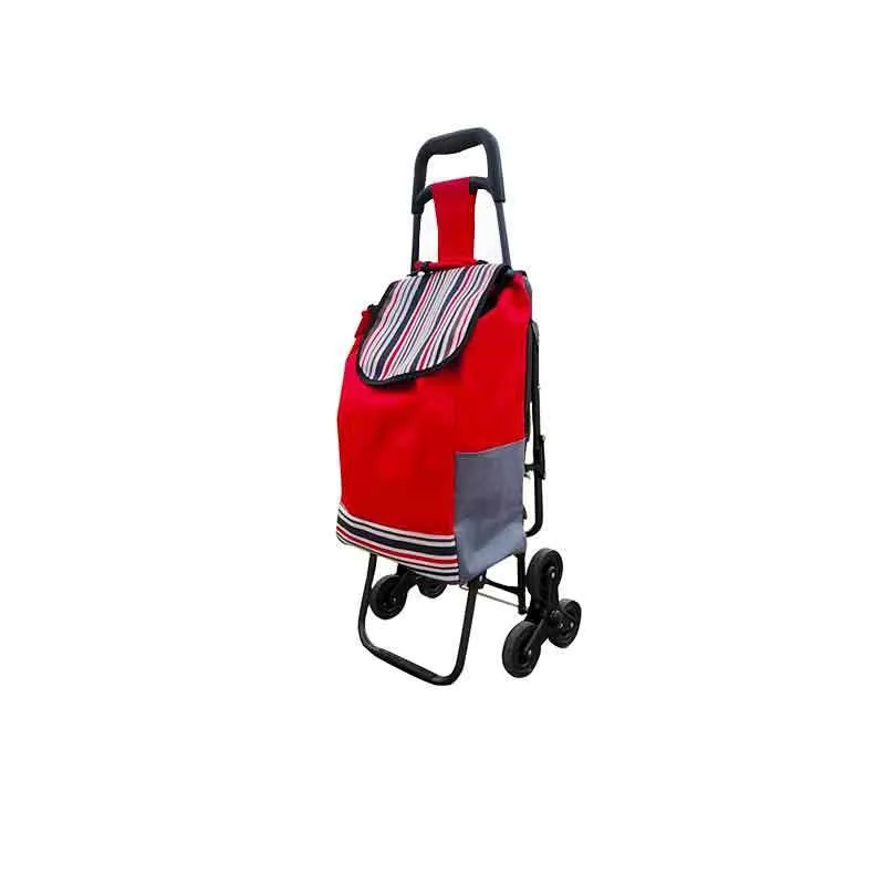 Folding Shopping Cart on 6 Wheels Stair Climbing Shopping Grocery Cart with Steel Frame Bearing 50KG