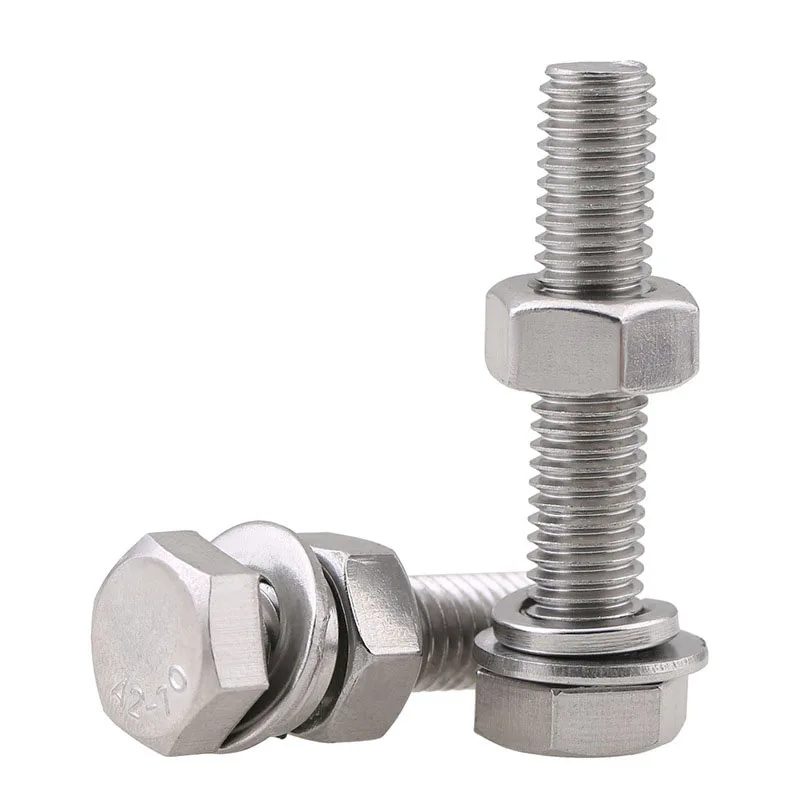 M4 M5 M6 M8 304 stainless steel hex bolt with screw nut washer set extended screw