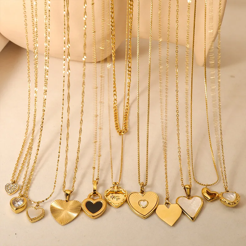 Dainty chrome infinity large i love you heart long fashion necklace stackable stainless steel women new arrival 2023