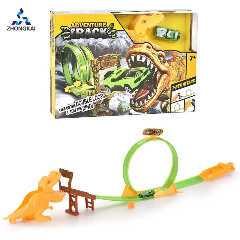 DIY Assembly Railway Toys Train Catapult Dinosaur Track Educational Building Block Kids Toy Plastic Slot Car Track Set