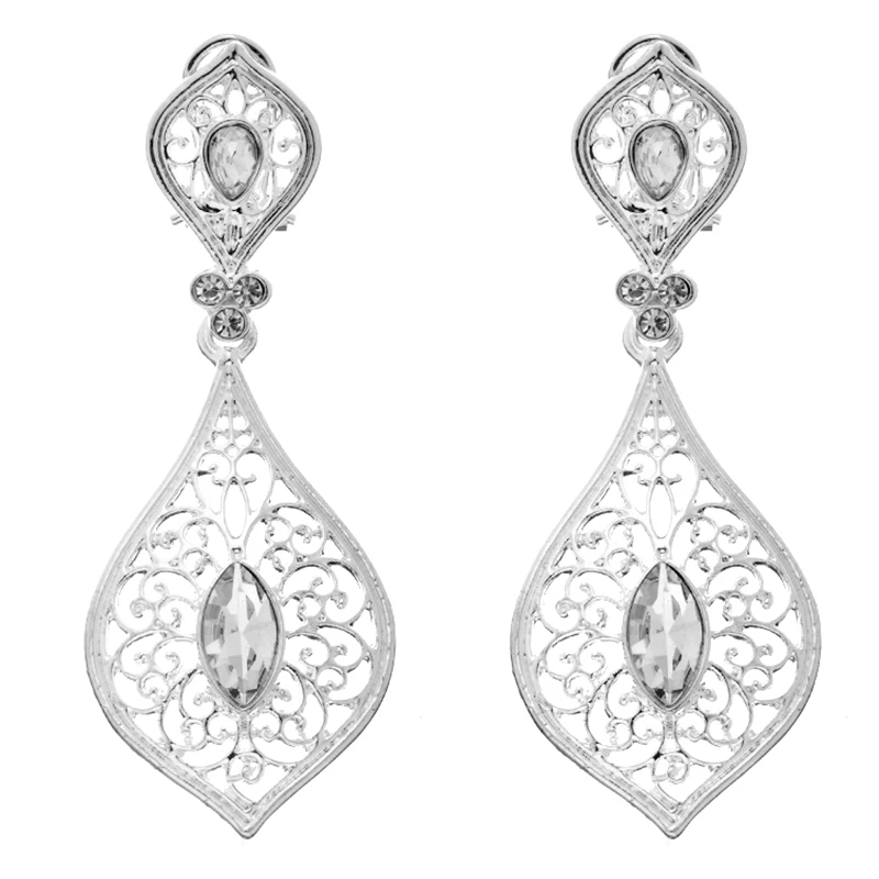 Moroccan style hollow rhinestone earrings Egyptian bridal gold earrings