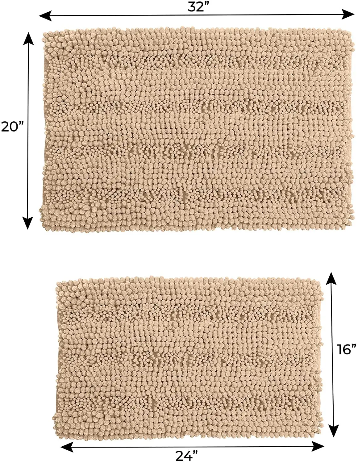 WXCCF Eco water absorbent chenille bath rug non slip washable chenille bath mat