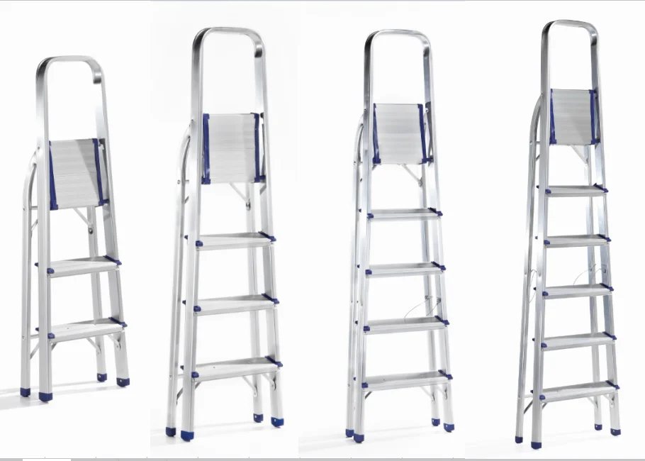 MOQ 20 PCS folding 3 step aluminum ladder, Household Foldable Ladder With Handrail