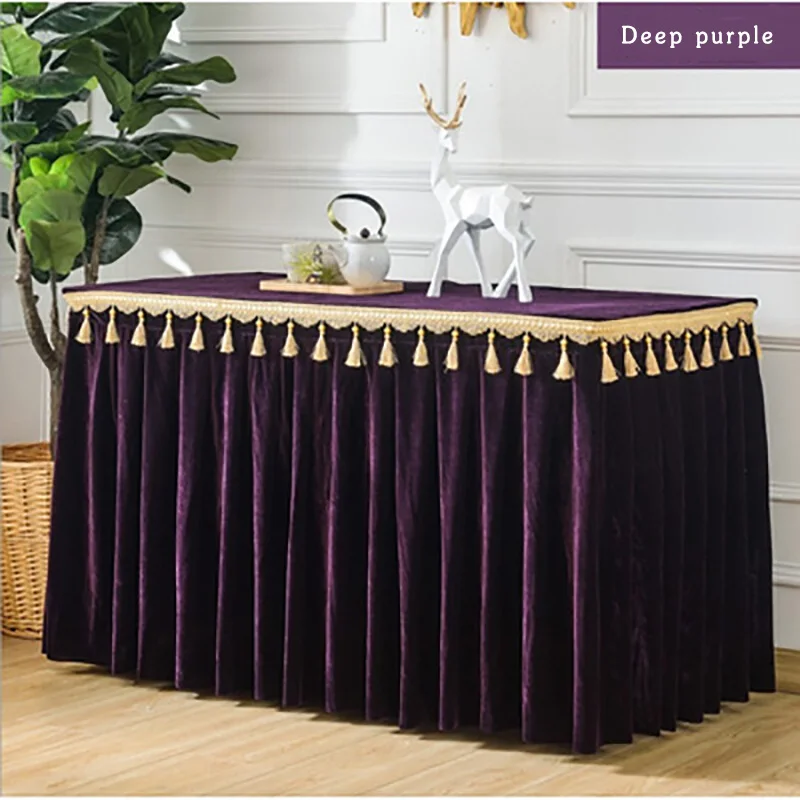 
Good Price Wedding Gold velvet Table Skirt For Wedding Decoration 