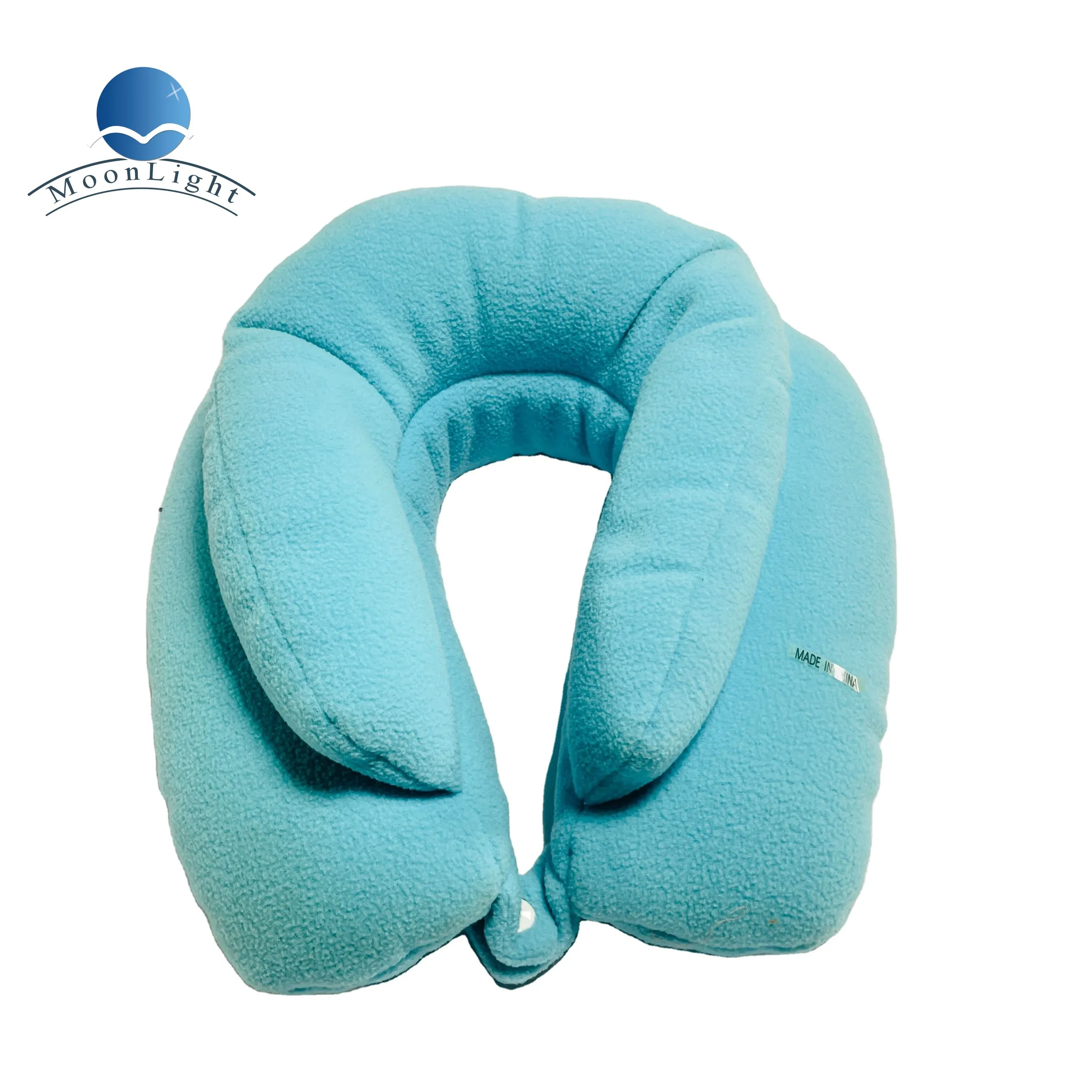 Wholesale Custom Color Sky Blue Microbeads Filling Soft Cover Pillow Cushions U Shaped Neck Travel Pillow For Sleeping Airplane