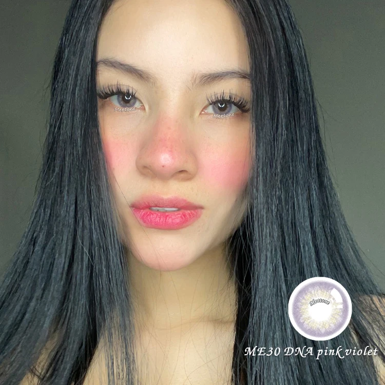 Customized packaging Wholesale cheap price Meetone DNA green gray eye beauty 3 tone tri color contact lenses