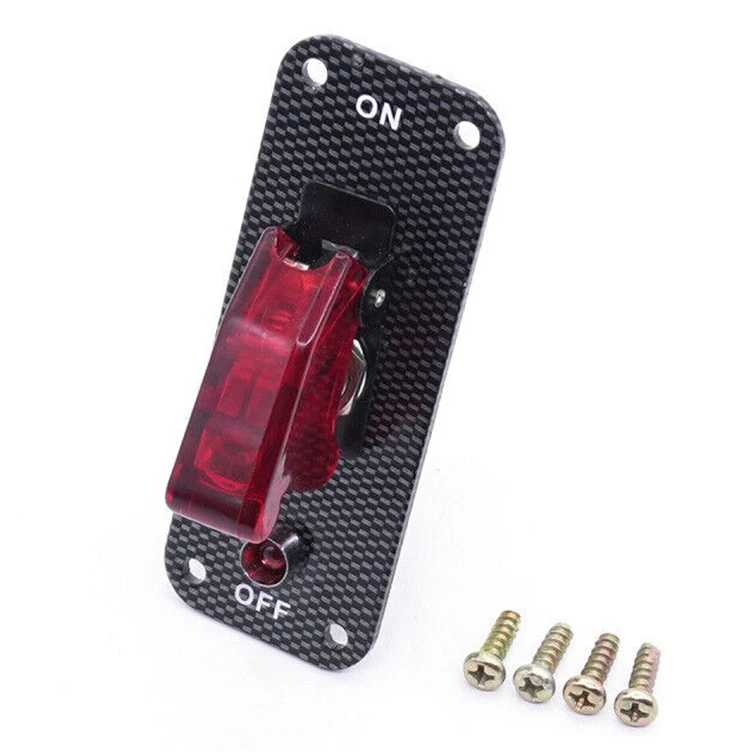 12V Carbon Ignition Engine Start Push Button 1 gang Toggle Switch Panel for Racing car