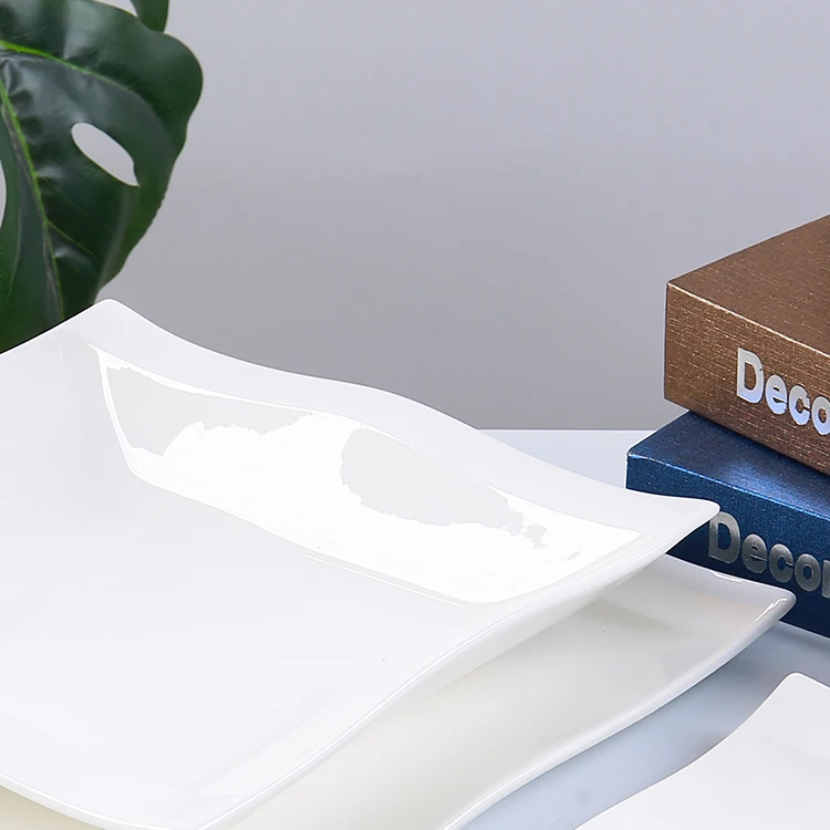 CANHUI Manufactory Supply Crockery Porcelain Serving Dinnerware set Hotel Restaurant Square Ceramic Tableware White Dinner Set