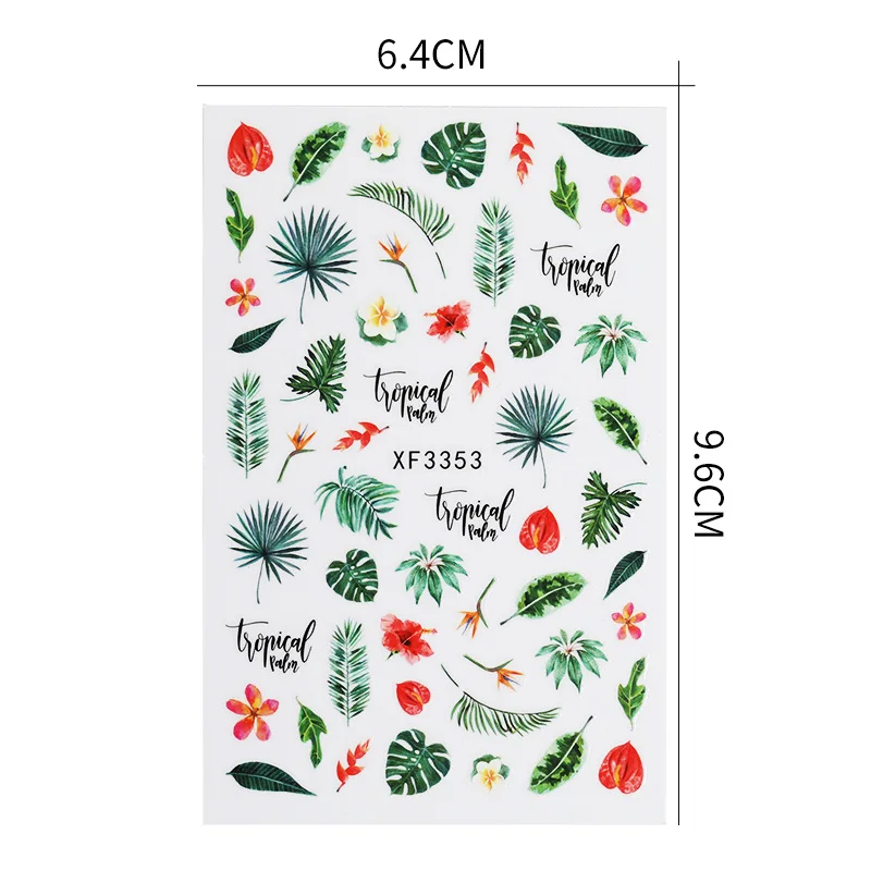 Free Sample Spring And Summer New Nail Stickers Spring Green  Color Four-leaf Clover Cactus Back Glue Stickers Nail