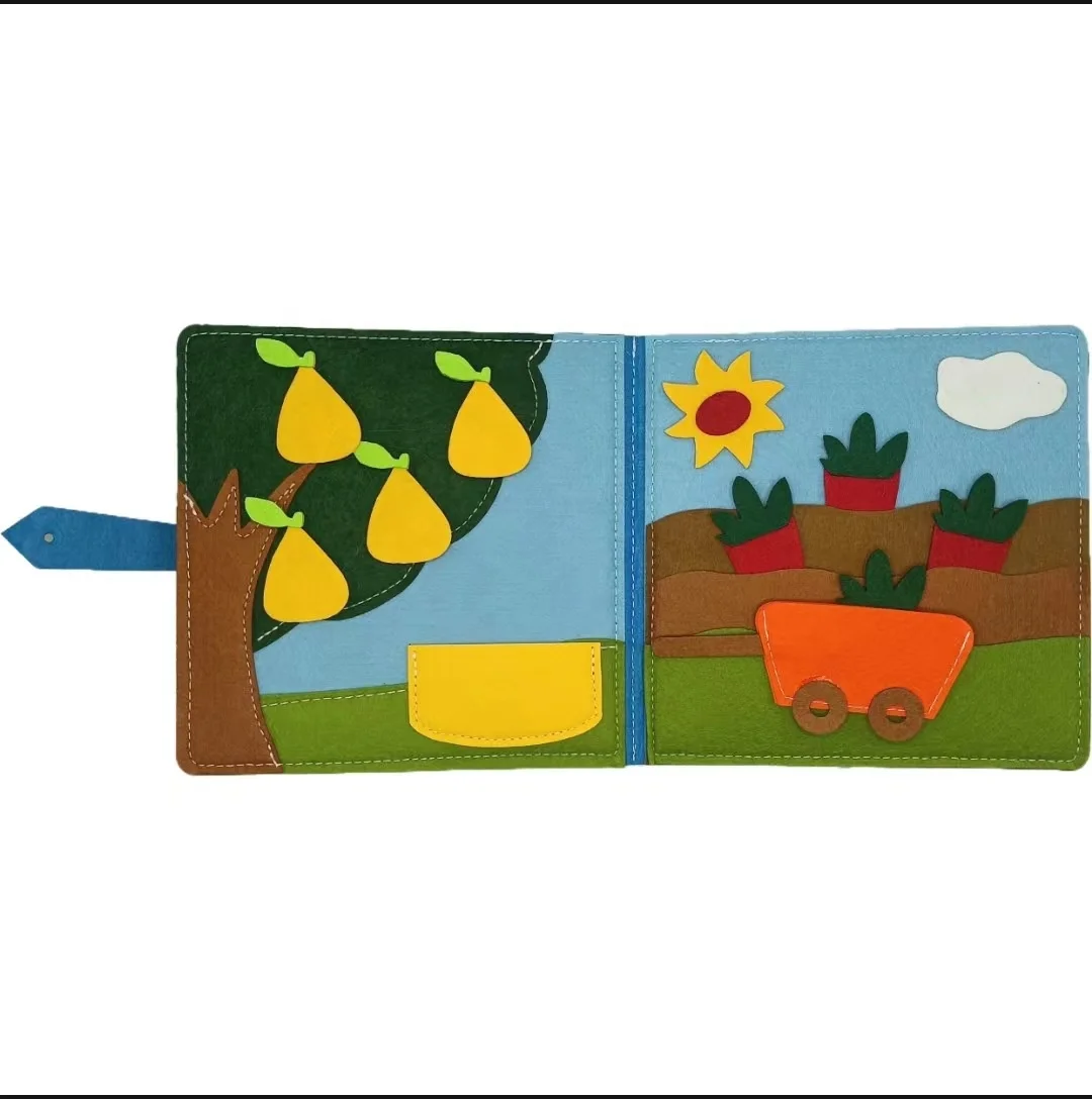 2024 New Design Felt Farm Quiet Book for Toddlers , Fabric Activity Book for Early Education , Montessori Learning Toy