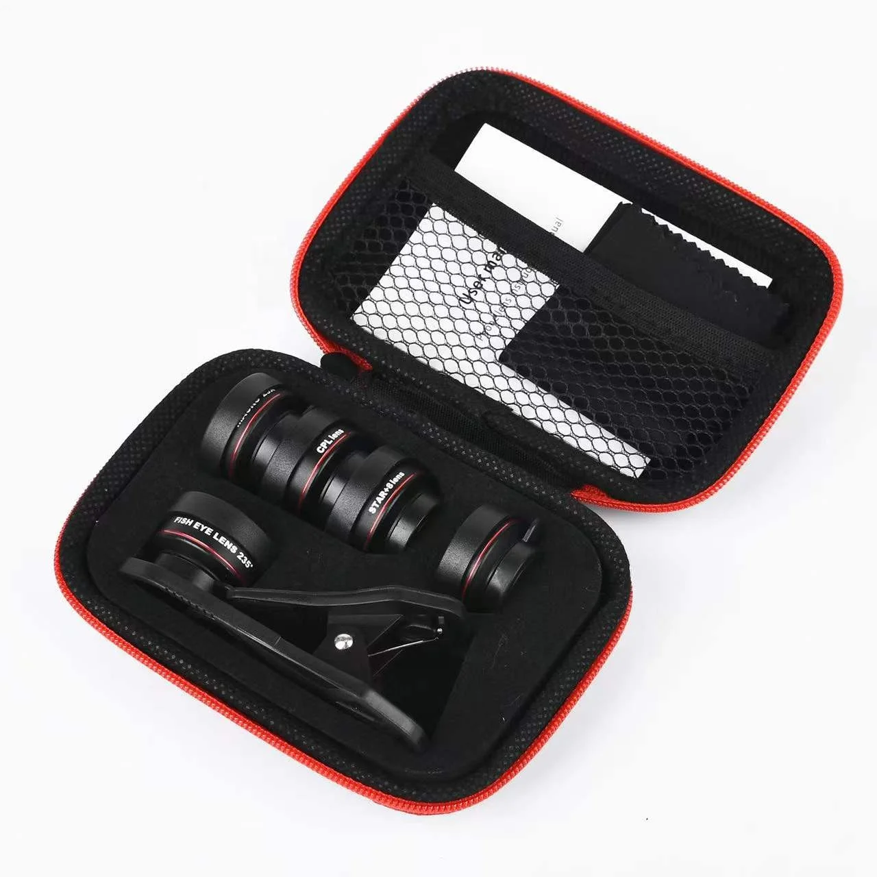 External lens 210 fish-eye  120  wide-angle + 25X macro star  + CPL 5-in-1 Mobile Lens Kit compatible with iPhone smart phone