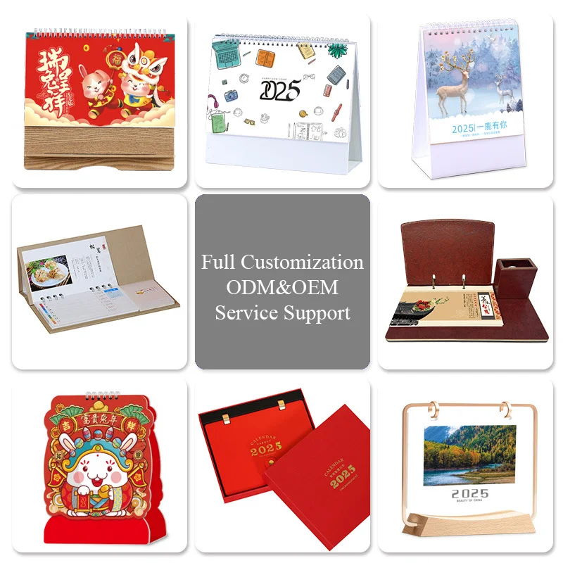 Promotion Custom Photo Frame Calendar Office Gift Cheap Saddle Stitch Spiral Binding Daily Monthly Printing Wall Calendar 2025
