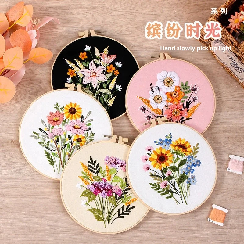 2024 New Embroidery Stitches Practice Kit Beginners Cross Stitch Patterns Handy Sewing Hand Diy Art Craft