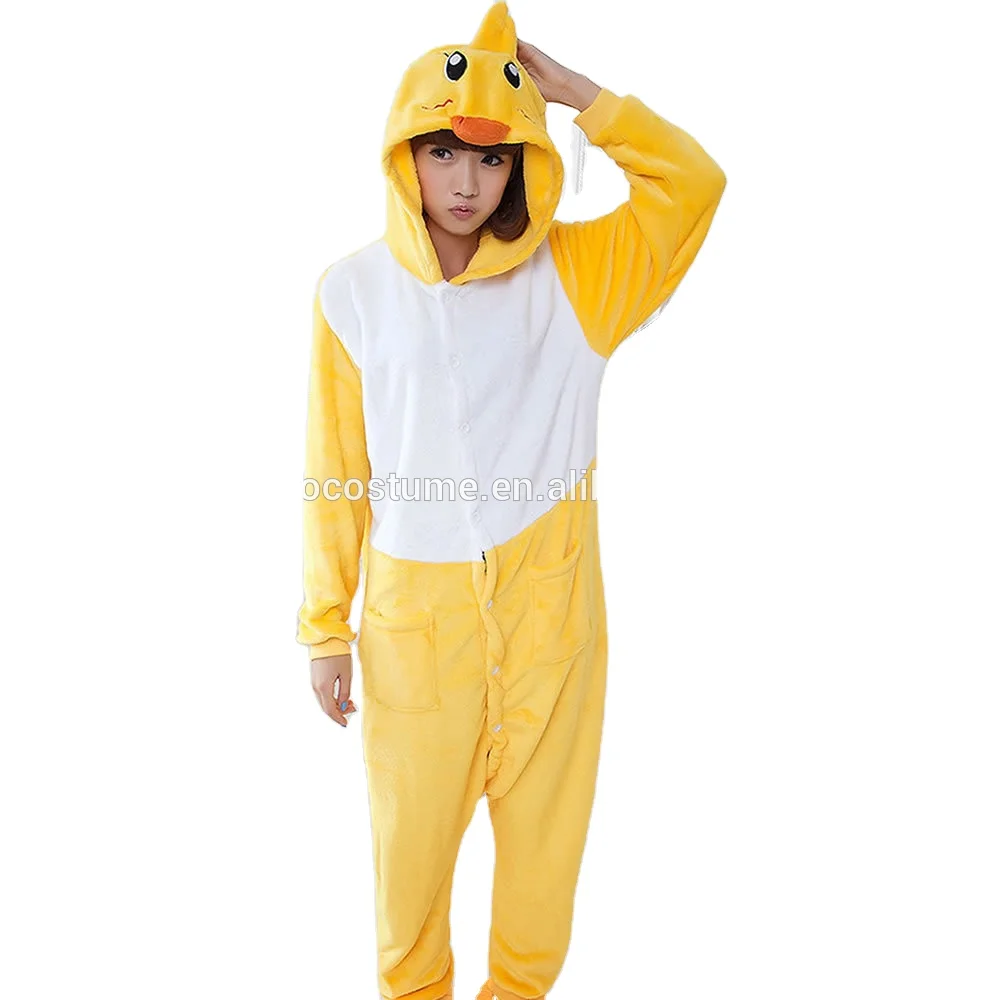 JINUO Yellow Duck halloween costume unisex adult sleepwear pajamas adult onesie costume